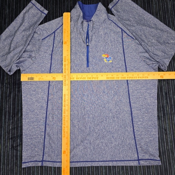 Kansas University KU Jayhawks Men's XXL Quarter Zip Performance Pullover Blue - Picture 7 of 7